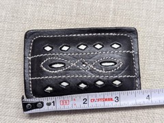 vintage WESTERN belt buckle CUT-OUT stitched leather COWBOY black handcrafted
