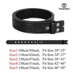 TRIWORKS Western Leather Belt Strap for Men without Fit Size 29&Prime;-33&Prime;, A-black