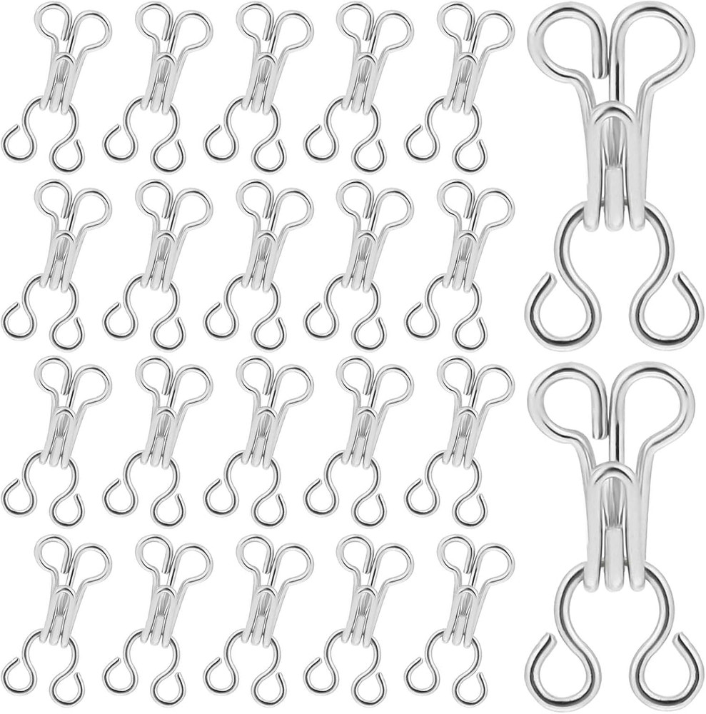 100 Pairs Sewing Hooks and Eyes Brass Closure Clips for Clothing and DIY