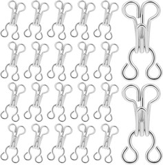 100 Pairs Sewing Hooks and Eyes Brass Closure Clips for Clothing and DIY