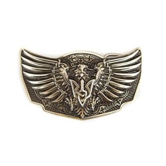 Geman silver buckle Eagle with sword, heraldic eagle, winged heraldry falcon