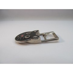 Black Enamel Cat Head Face Small Metal Belt Buckle