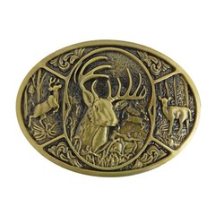 Men&rsquo;s Deer Belt Buckle Bucks Hunter Antique Bronze Tone Western Fits 1.5&Prime; Belt
