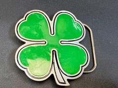 Lucky Four Leaf Clover Fine Pewter 2001 Great American Products Belt Buckle