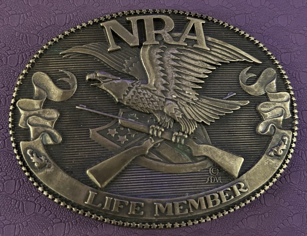 Norman Company NRA Life Member Eagle Brass Oval Western Belt Buckle