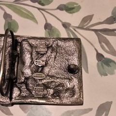 Bergamot Vintage Military Soldier Belt Buckle Silver Metal Made in USA