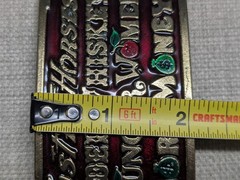 1970s vintage SOLID BRASS enamel WHISKEY money WOMEN horses WESTERN bourbon