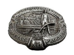 Vtg 1985 Nasco Newbold&rsquo;s Cast Iron Plow Growing Of America Belt Buckle #379