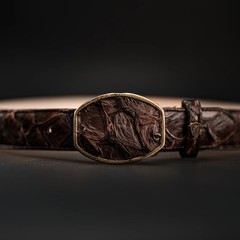 Genuine Exotic Pirarucu Monster Fish Western Belt with Removable Buckle – Brown