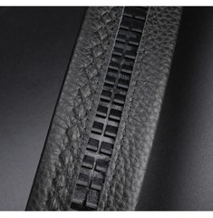 Men&rsquo;s Wolf Head Fashion Belt Silver Buckle Black