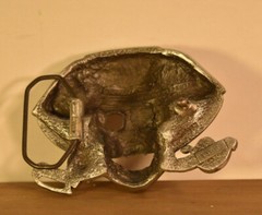 Pirate Skull Skeleton and Swords Belt Buckle 1997 Solid Fine Pewter