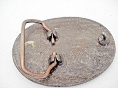 RARE Vintage Bergamot Bronze / Pewter Metal Jumping Deer/Elk Enamel Belt Buckle