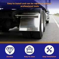 24 in x 24 in Stainless Steel Quarter Mud Flap Set Replacement for Semi Truck