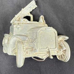 Vintage Brass Old Fashion Fire Truck Hook + Ladder Belt Buckle 3.5&Prime; Fireman