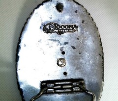 Nocona Western Belt Buckle Silver Gold Floral Oval Letter C