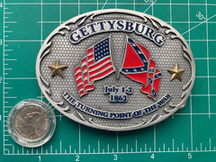 THE TURNING POINT OF THE CIVIL WAR Gettysburg Belt Buckle PEWTER TONE ENAMEL EMI
