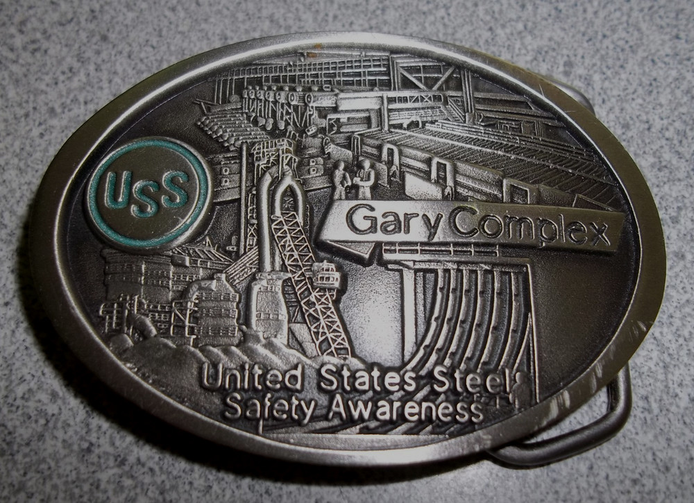 USS Gary Complex United States Steel Safety Awareness Belt Buckle Solid Pewter