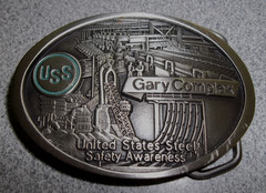 USS Gary Complex United States Steel Safety Awareness Belt Buckle Solid Pewter