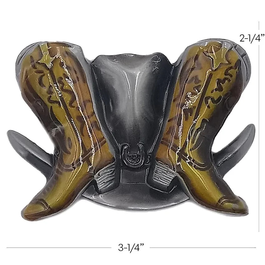 Cowboy Boots and Hat Western Belt Buckle Metal