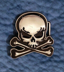 3-D Pirate Skull & Cross Bones Polished Metal Belt Buckle – NEW