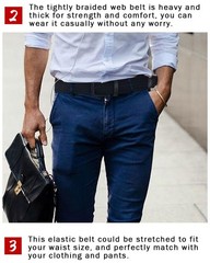 MaiKun Men&rsquo;s Canvas Tactical Belt Military Web Belt Elastic Metal Buckle Jeans