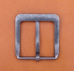46mm Retro Silver Two-Tone Heavy Square Wide Single Prong Pin Clips Belt Buckle