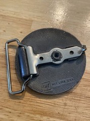 HY Capacity Belt Buckle Collector SOLID METAL Man Cave Patina Mahon Dist. BROKEN