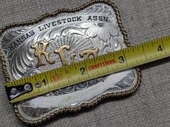vintage STERLING SILVER belt buckle WESTERN trophy KLA kansas livestsock RODEO