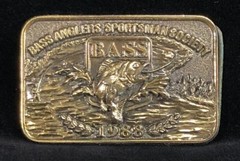 BASS B.A.S.S. Anglers Big Mouth 1988 Brass Commemorative Fishing Belt Buckle