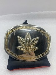 Marijuana Leaf Belt Buckle Pot Silver/ Gold Tone Oversized (Heavily Scratched)B1