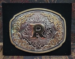 Montana Silversmiths Men&rsquo;s Letter « R » Attitude Belt Buckle Open Box