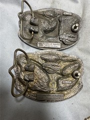 Five Vintage I&rsquo;d Rather Be Belt Buckles, Fishing, Duck Hunting, Deer Hunting,