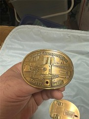 Four Vintage Truck Driver Award Belt Buckles, Walmart and Tyson&rsquo;s Foods