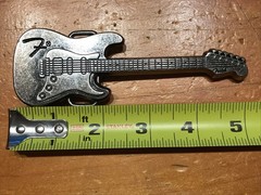 CLASSIC FENDER STRATOCASTER GUITAR GUN METAL GREY BELT BUCKLE