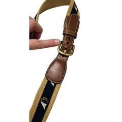 Dooney Bourke Novelty Sailboat Nautical Belt Tan Canvas Preppy 30 Woven Boating