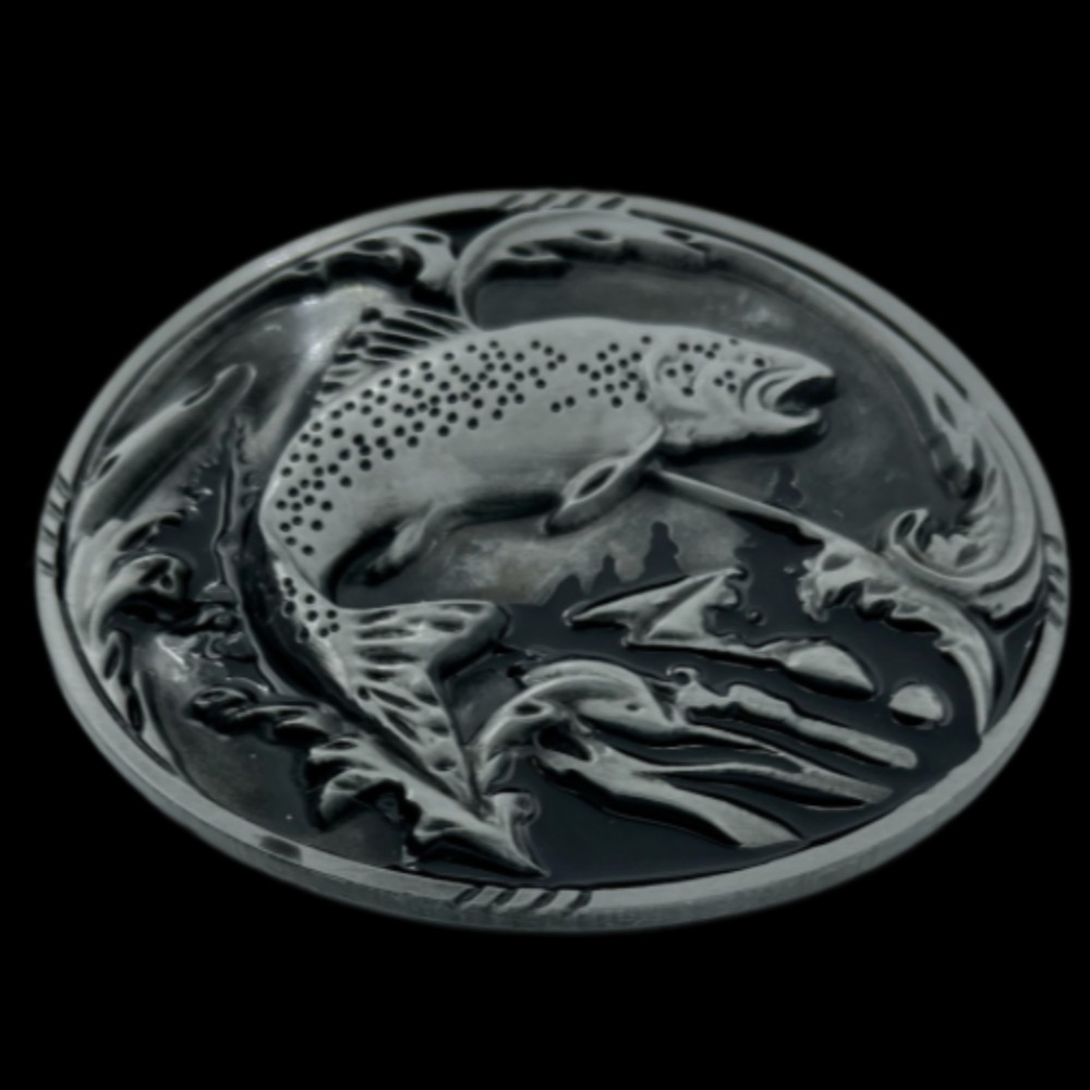 Belt Buckle Fish Fishing Pole Bait Trout River Boat Fisherman Buckles