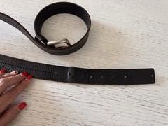 Calvin Klein Black Genuine Leather Silver Buckle Belt Size Large unisex