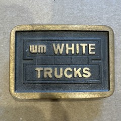Vintage 70’s Brass WM WHITE Trucks MOTOR Company Trucker Belt Buckle ( Volvo )