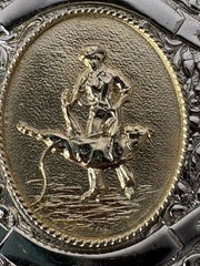 Western Belt Buckle Roper Silver Tone Engraved Western Prod Co. 70s