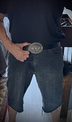 “Lone Star Reliquary” Belt Buckle Handmade 4×3 Leather back OOAK Darren McNeese