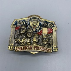 Commemorative 200 Years American Presidency Belt Buckle Solid Brass Red White