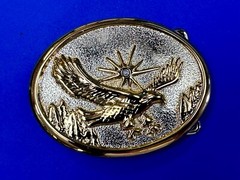 Majestic American Eagle Flying Wings Wide W/ Starburst Two Tone NOS Belt Buckle