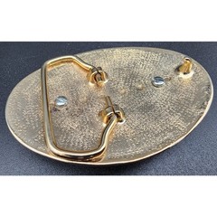 Vintage Brass Horse Head Belt Buckle with Porcelain Cameo 3.25&Prime; Western