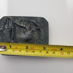VTG 1990 Bergamot Bowhunter Deer Hunting Belt Buckle Made in USA Pewter Tone *