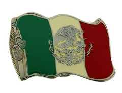 Mexico Flag Belt Buckle New Mexican Men Women Cowgirl Cowboy Western Gold Metal