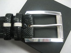STERLING SILVER 925 BUCKLE TWO LOOP AND TIP SET & GENUINE LIZARD 1.5&Prime; BELT U.S.A