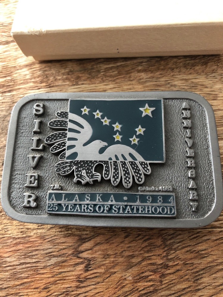 Alaska Silver Anniversary Belt Buckle Metal Limited Edition Rare 25 Years Euc