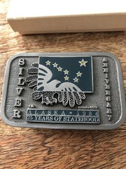 Alaska Silver Anniversary Belt Buckle Metal Limited Edition Rare 25 Years Euc