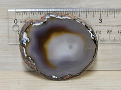 Vintage Natural Agate Geode Slice Belt Buckle Gray Brown White Stone Western