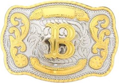 INITIAL (B) BELT BUCKLE LETTER COWBOY WESTERN RODEO TEXAS STAR Hebillas Vaqueras